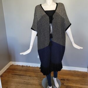 Trina Turk Tie Front fringe Sweater, VGUC, Size M/L